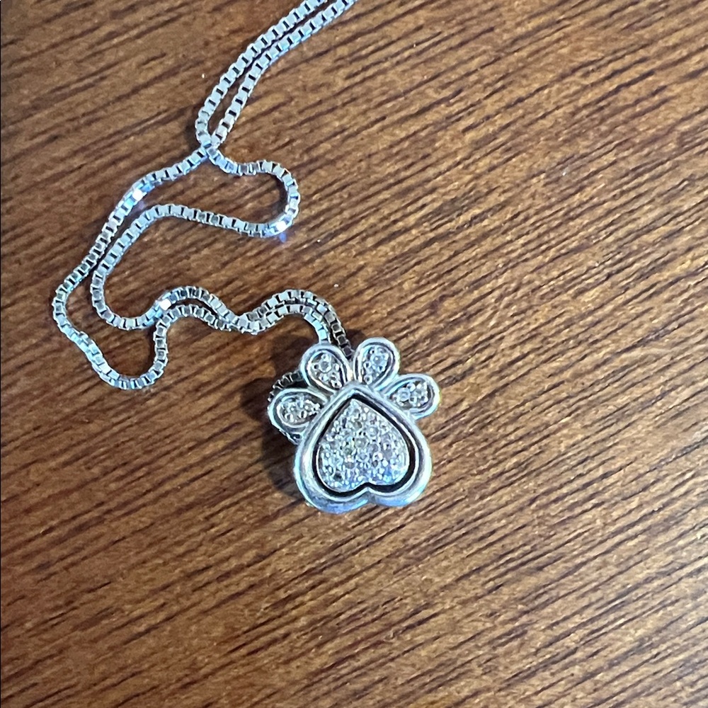 Silver Paw Print Pendant Necklace